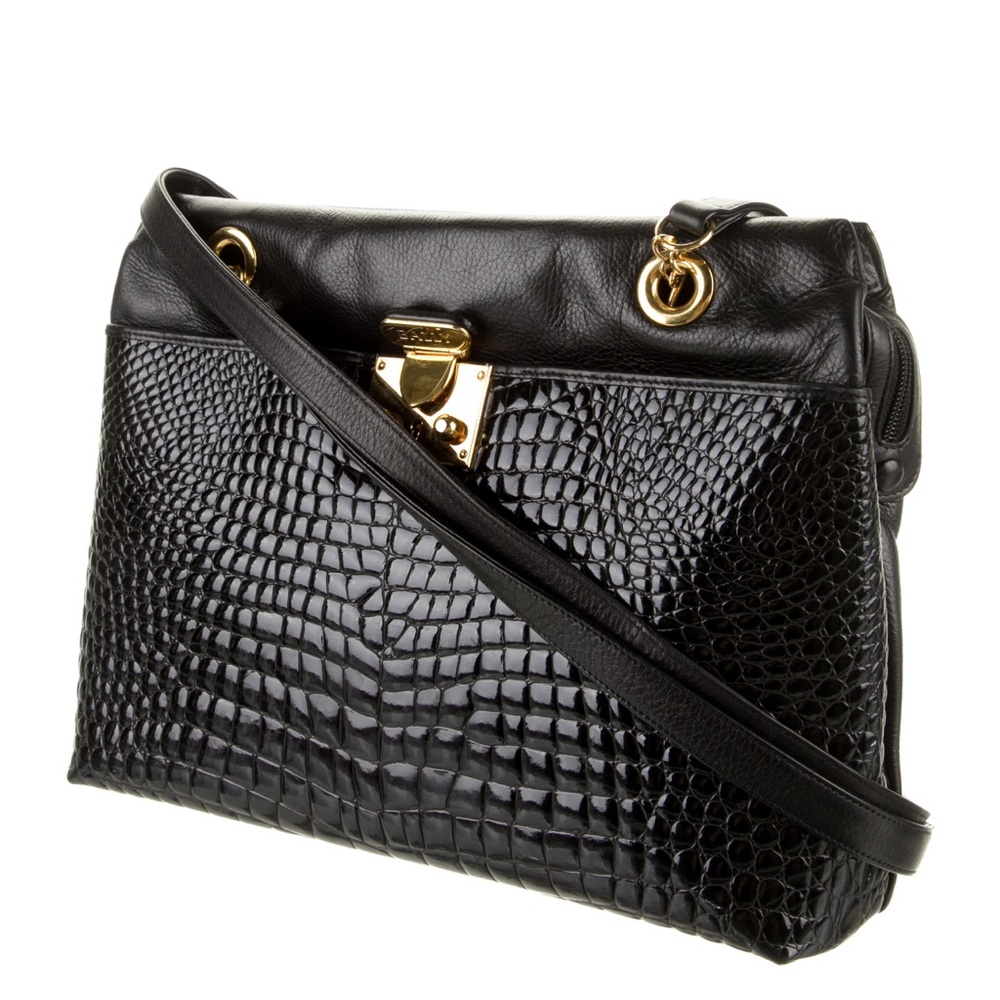 Bally Leather Embossed Shoulder Bag